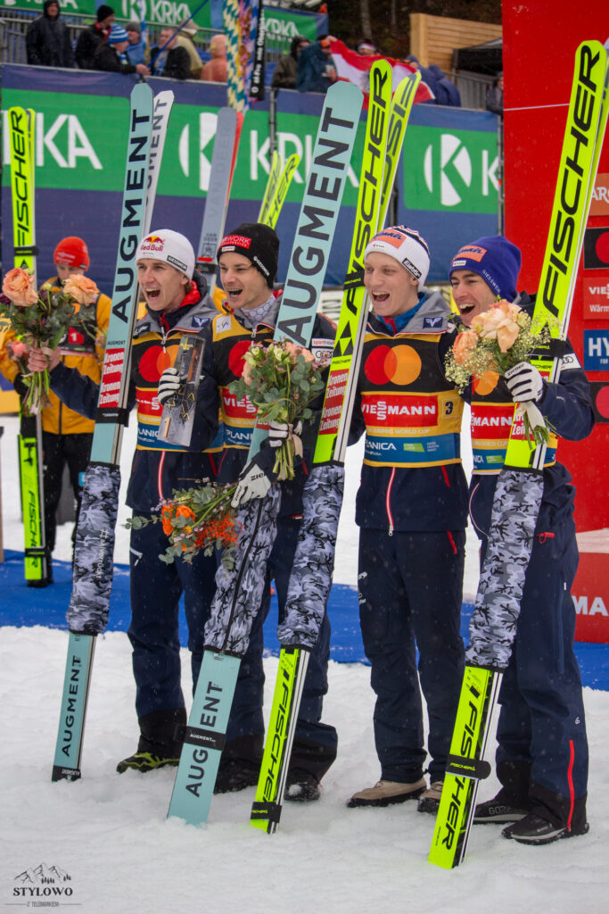 Jan Hoerl, Manuel Fettner, Daniel Tschofenig, Stefan Kraft, fot. Małgosia Mikulska